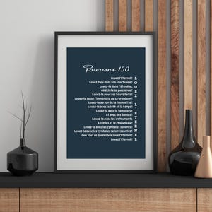 Psalms 150 - Bible quote poster - Bible verse in French