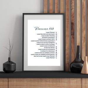 Psalms 150 white - bible quote poster - bible verse in French