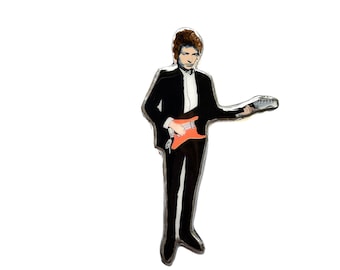 Statement Bob Dylan Figure Legend Brooch by EllyMental Jewellery