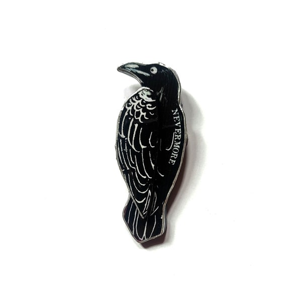 Edgar Allan Poe 'Nevermore' quote the Raven Goth Brooch by EllyMental
