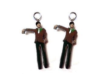 Pendientes con figura de Jarvis Cocker, estilo britpop y pulp, de EllyMental Jewellery
