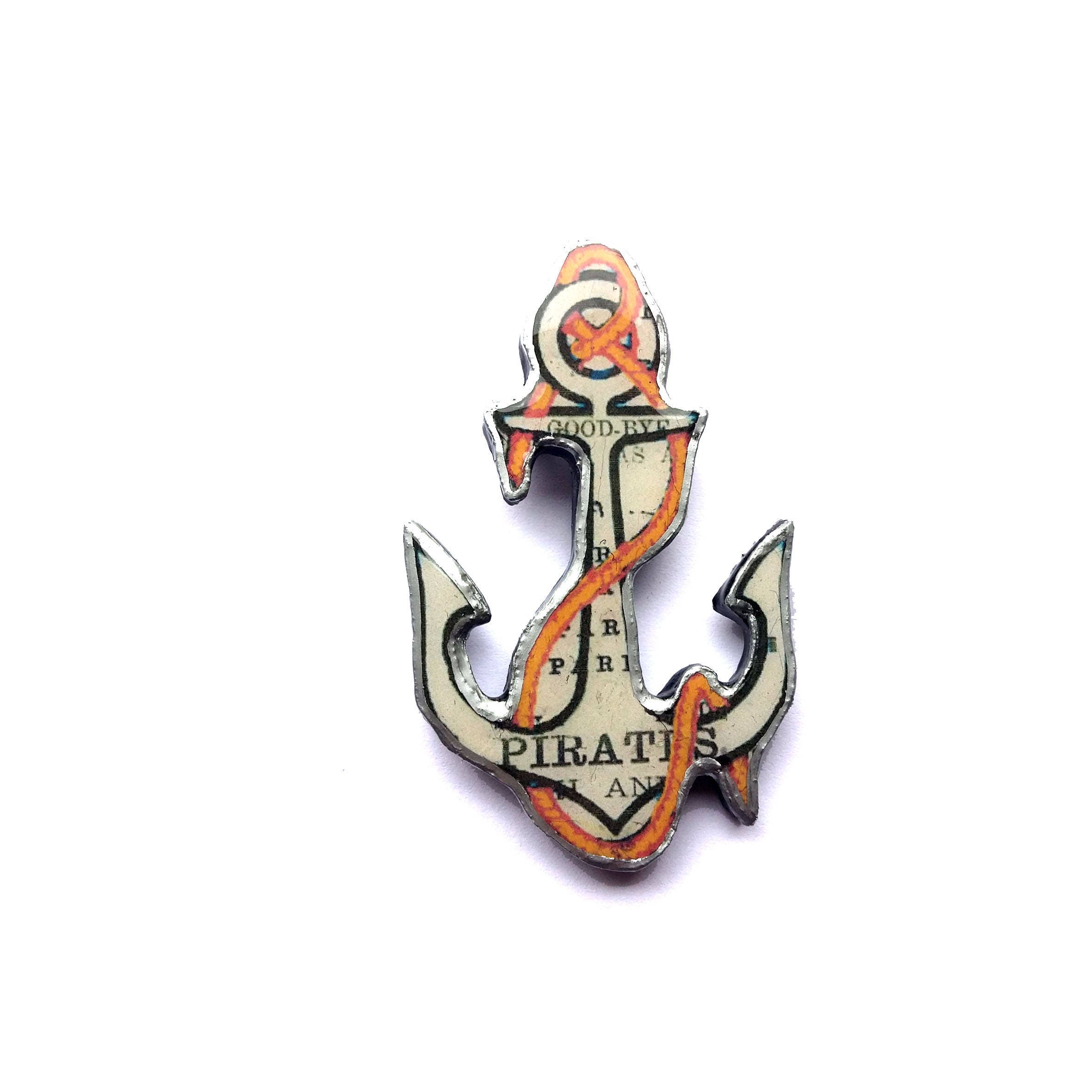 Nautical Kitsch Whimsical Resin Anchor Brooch by Ellymental Etsy