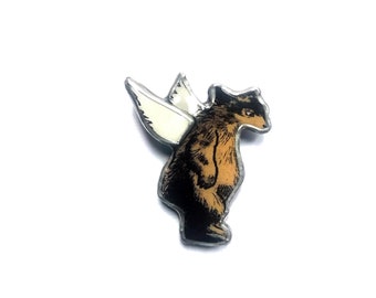 Wonderfully Whimsical layered Winged Bear Brooch by EllyMental Jewellery
