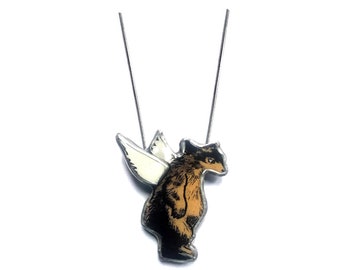 Wonderfully Whimsical layered Winged Angel Bear Necklace by EllyMental Jewellery