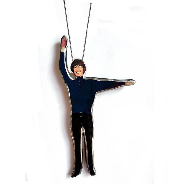 Sixties George Harrison Figure Beatles Pendant Necklace by EllyMental Jewellery