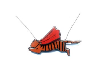 Bowie "We can be Heroes" Caped Flying Tiger Necklace by EllyMental Jewellery