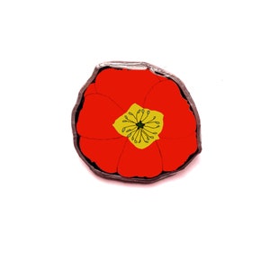 Orange Red Poppy Brooch: Whimsical Floral Statement Jewelry