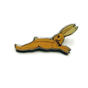 Alice in Wonderland Mad March Hare Mustard Yellow literary Brooch by EllyMental