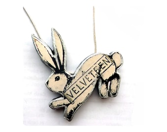 Velveteen Rabbit vintage literary resin Necklace by  EllyMental