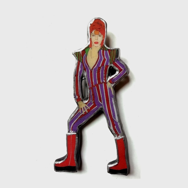 David Bowie Figure Retro Seventies Brooch by EllyMental Jewellery