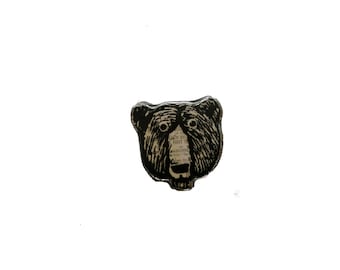 Wonderfully whimsical Grizzly Bear Head Brooch by EllyMental