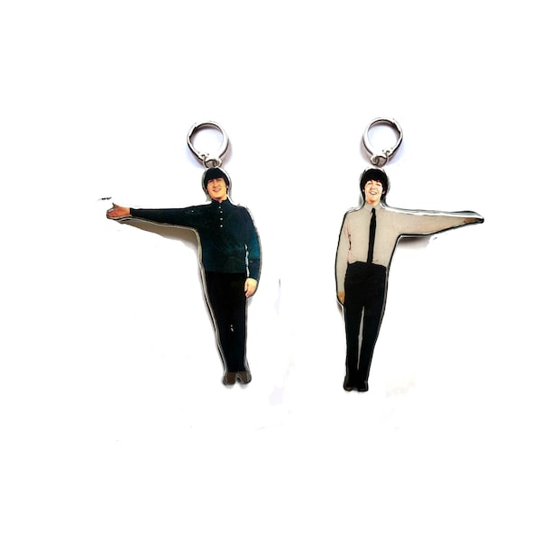Sixties Paul McCartney & John Lennon Figure Beatles Earrings by EllyMental Jewellery