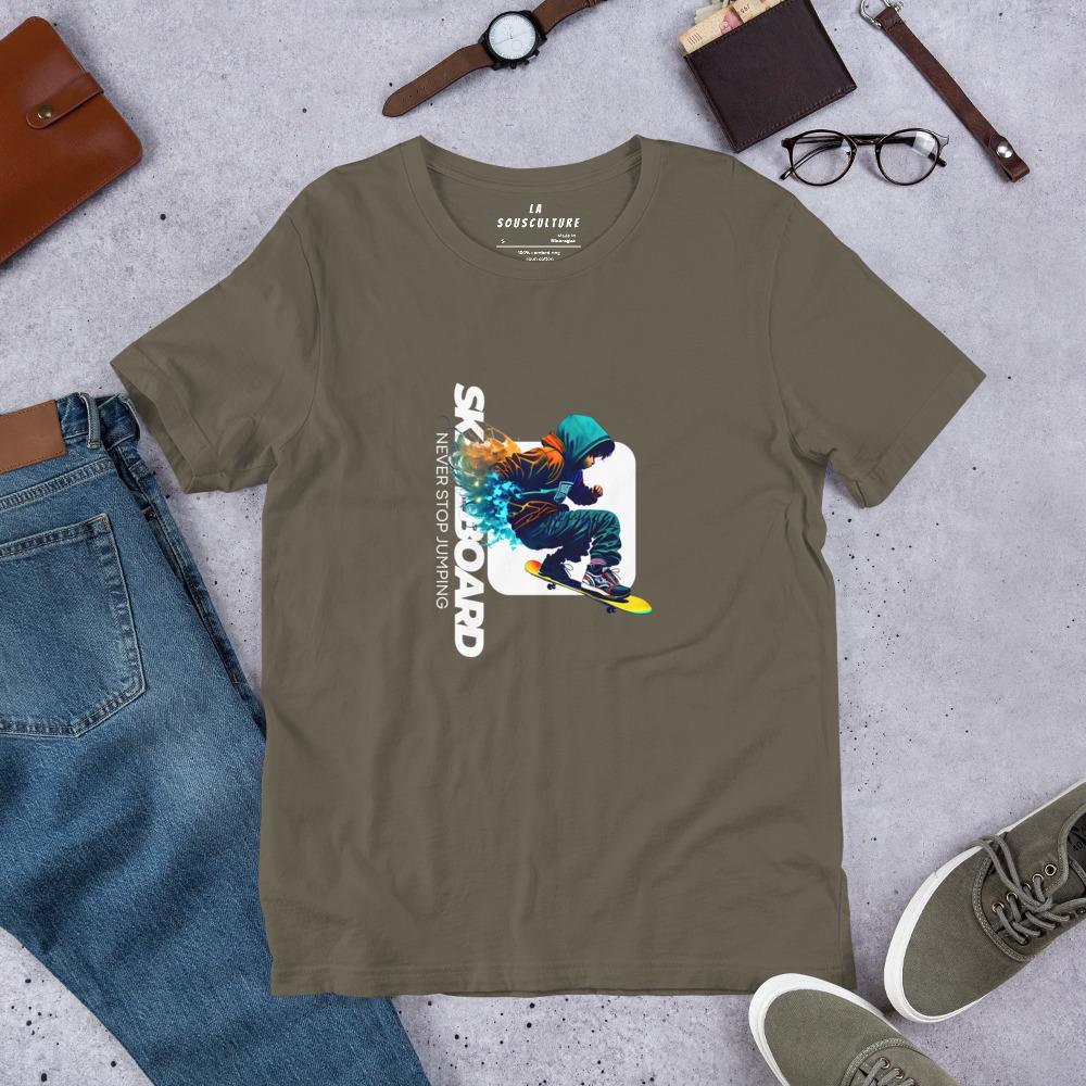 Never Stop Jumping Unisex Skate Boarding T-shirt Gravity is Overrated ...