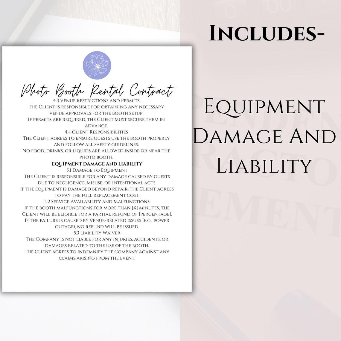 Photo Booth Rental Contract Template Editable Agreement (canva & PDF