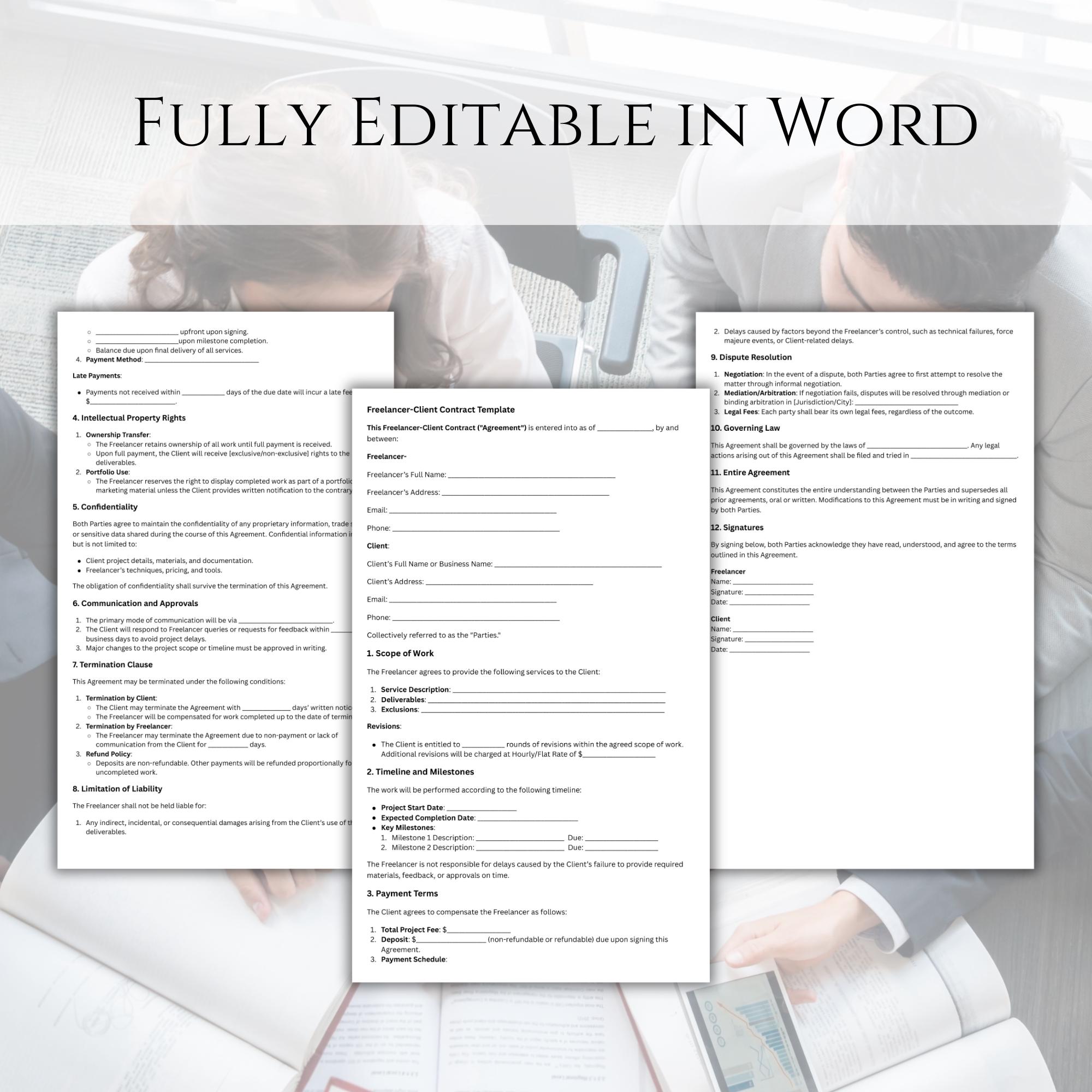 View of Freelance Agreement Template, Professional Service Contract, Client ...