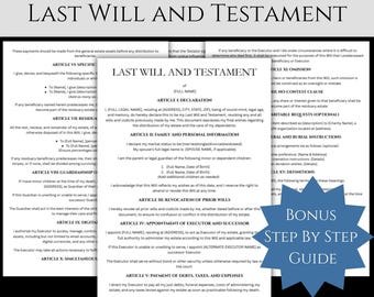 Last Will and Testament Template Printable, Fillable Legal Will PDF, Inheritance Estate Planning for Adults, DIY Will Instant Download