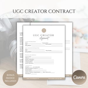 Professional UGC Creator Contract Template, UGC Contract, UGC Template, User Generated Content, Canva Template, Influencer Contract Template