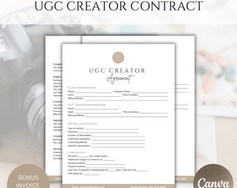 UGC Creator Contract Template: Customizable Canva Template (Digital Download)