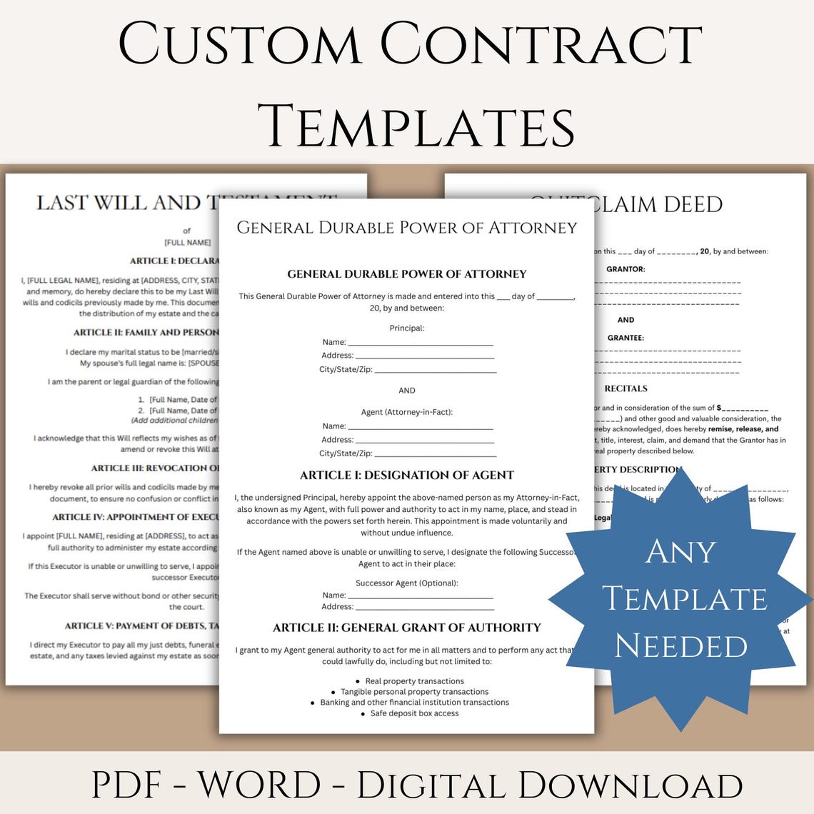 Custom Contract Template | Personalized Legal Agreement | Freelance ...