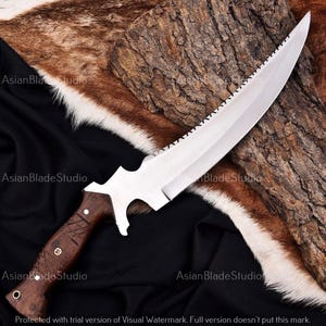 Handmade Survival Bowie Knife | Full-Tang Carbon Steel Sawback Machete | Outdoor Bushcraft Camping Knife with Leather Sheath , GIFT FOR HIM