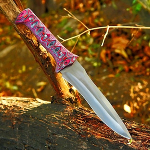 Handmade Damascus Hunting Knife With wood Handle Gift For Father Wedding Gift Bowie Knife Birthday Gift Anniversary Gift Camping knife