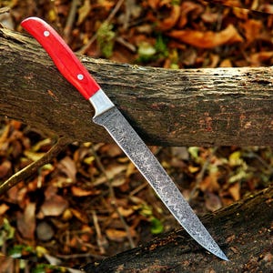 Fish Fillet Damascus Knife Personalized FISHING KNIFE & SHEATH Gift for Wife Father&#39;s Day Gifts for Dad Him , Groomsmen gift , Husband Gift