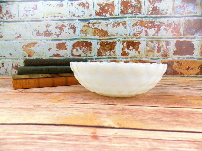 Bubble Design Home Decor Kitchen Decor Bowl White Glass Serving Bowl Vintage Milk Glass Bowl Decorative Bowl Anchor Hocking