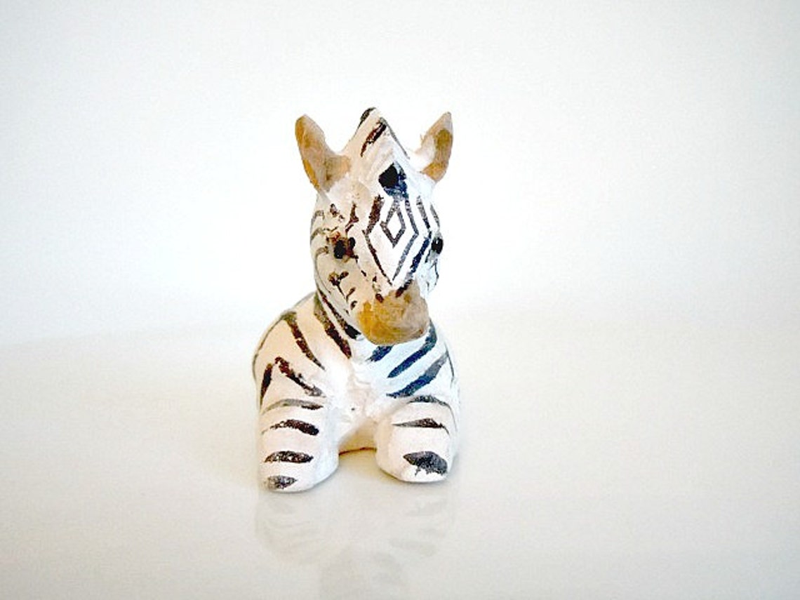 Zebra Zebra Figurine Zebra Statue Wooden Zebra Folk Art Etsy