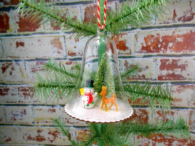 Snowman and Reindeer Christmas Decoration Bell Ornament Etsy