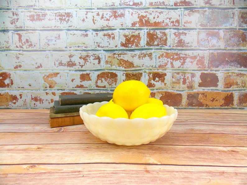 Bubble Design Home Decor Kitchen Decor Bowl White Glass Serving Bowl Vintage Milk Glass Bowl Decorative Bowl Anchor Hocking