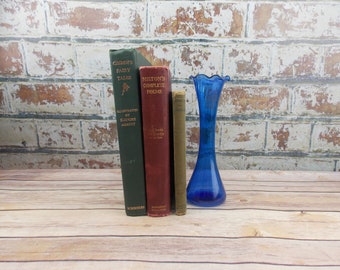 Vintage Blue Glass Vase, Bud Vase