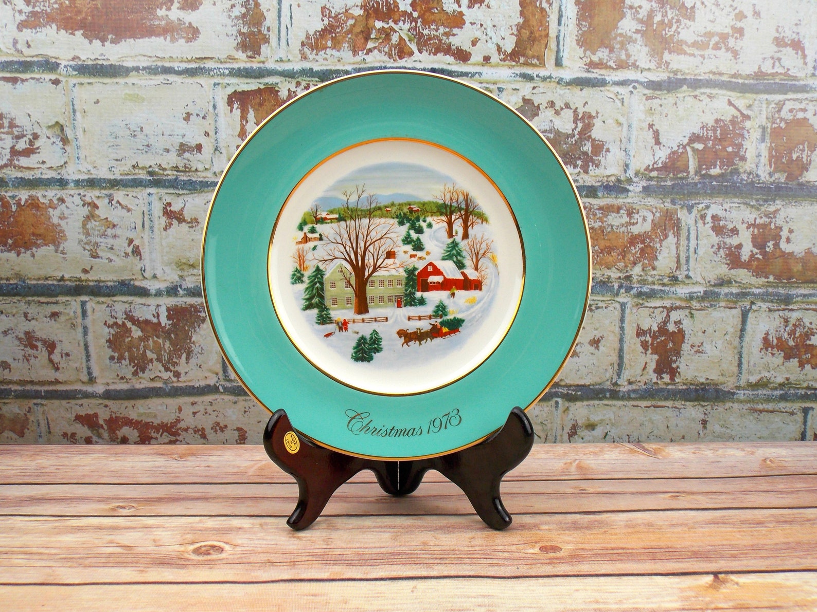 Avon Christmas Plate 1973 Christmas on the Farm First Etsy