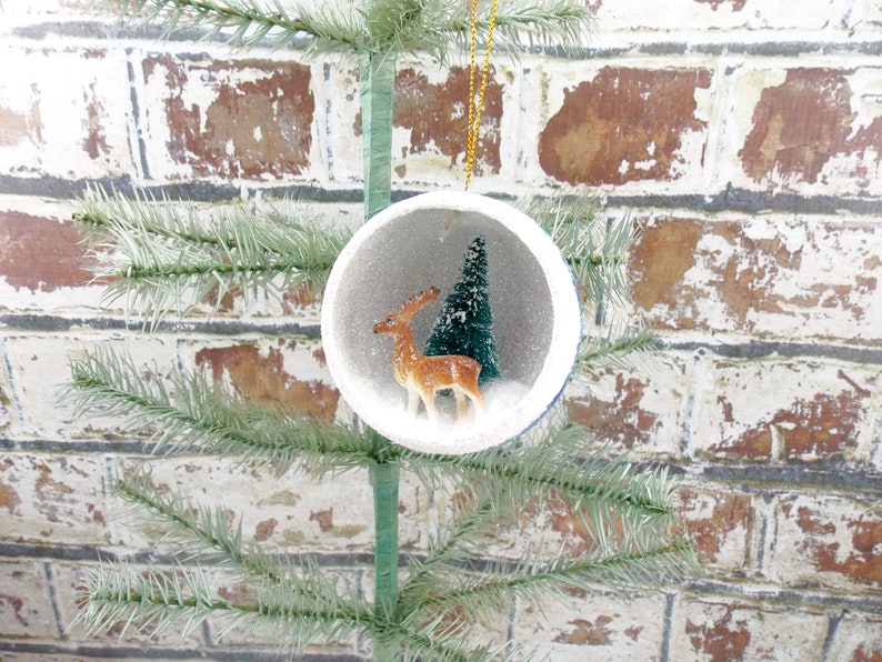 Deer Diorama Ornament Reindeer Diorama Ornament Paper Mache Etsy
