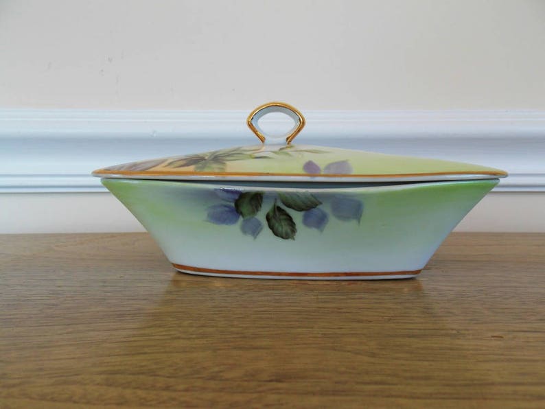 Vanity Jewelry Box Mid Century Vintage Trinket Box Japan Jewelry Holder Ucagco Trinket Box Home Decor Ceramic Yellow Roses