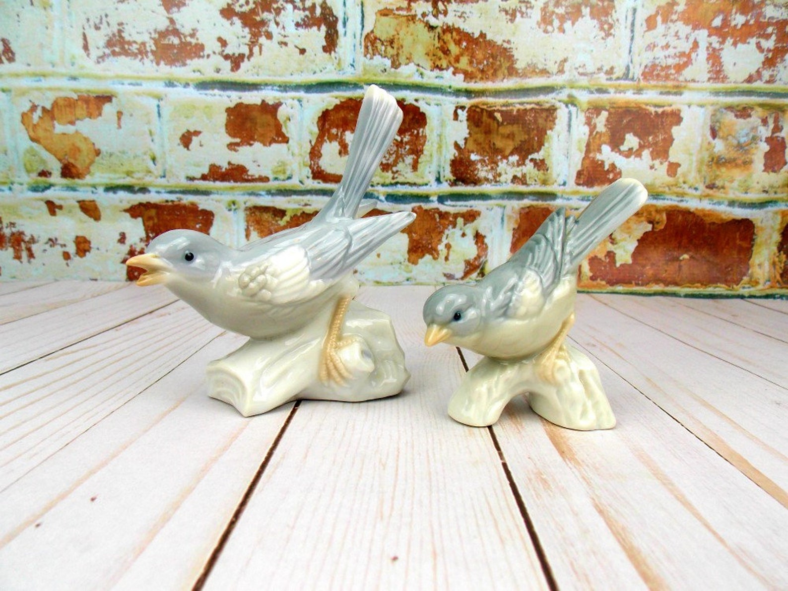Bird Figurines Vintage Blue Bird Figurines Ceramic Birds Etsy