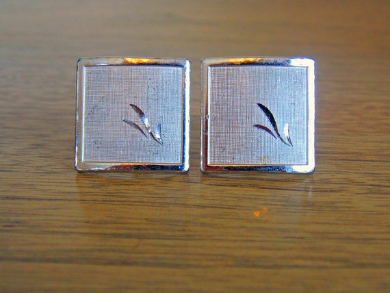 Vintage Cuff Links, Men's Cuff links, Silver Cuff… - image 1