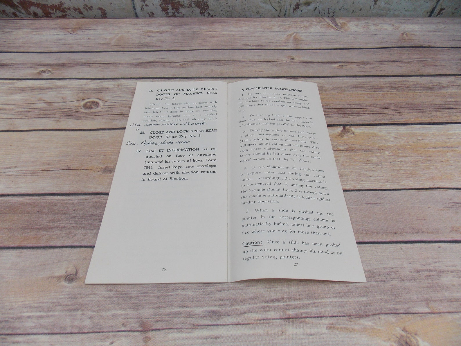 1947 Automatic Voting Machine Instruction Manual for the use | Etsy