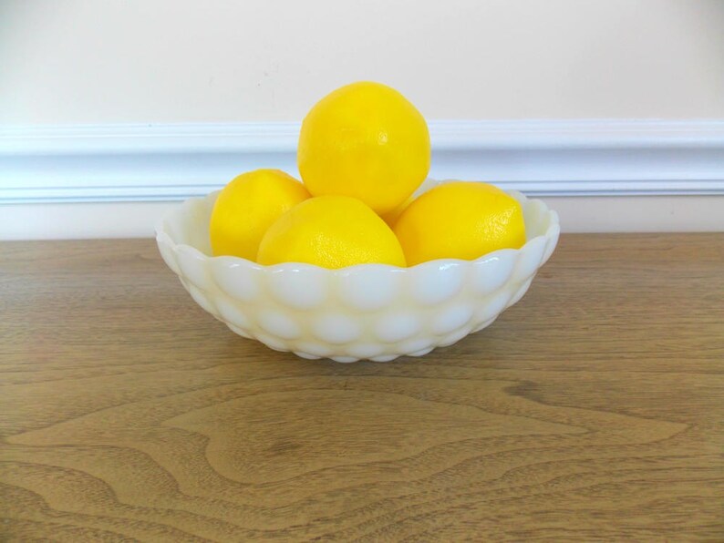 Bubble Design Home Decor Kitchen Decor Bowl White Glass Serving Bowl Vintage Milk Glass Bowl Decorative Bowl Anchor Hocking