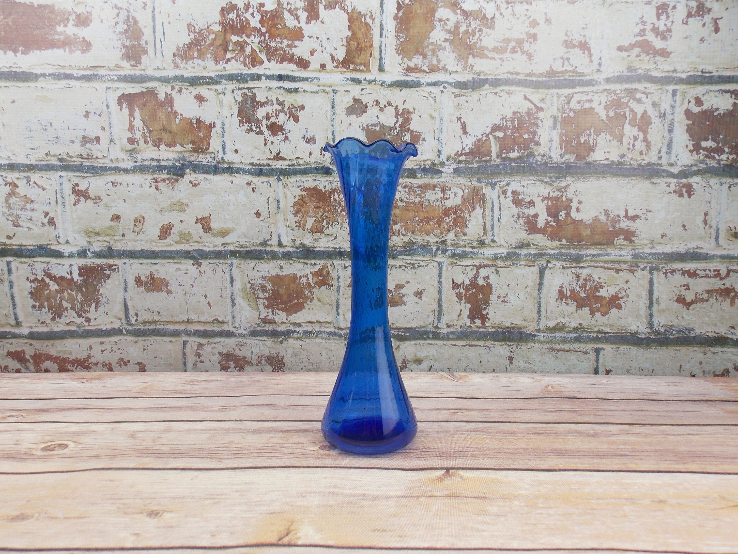 Vintage Blue Glass Vase Bud Vase Etsy