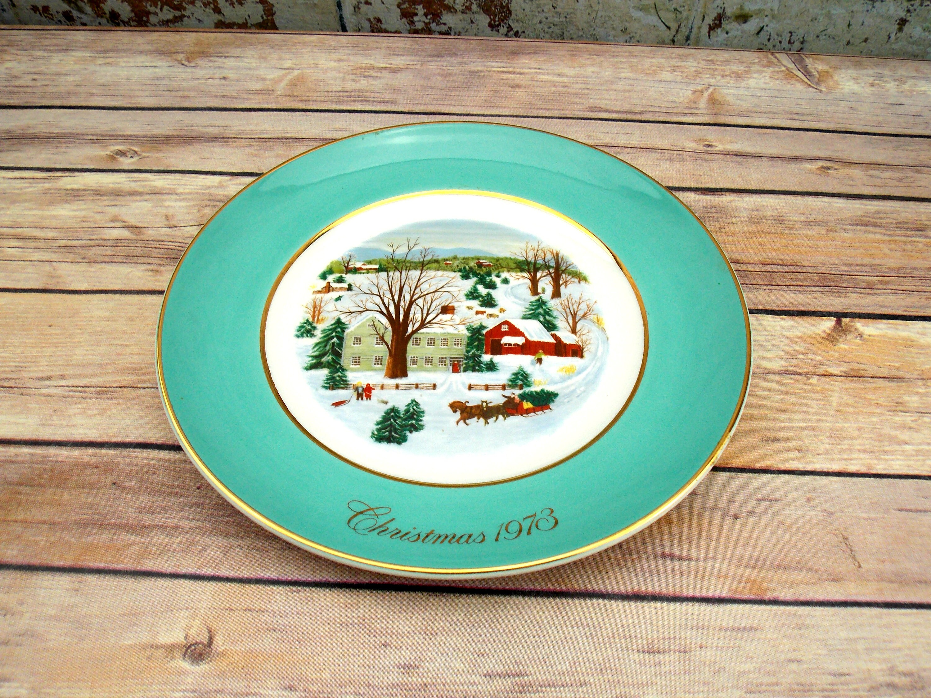 Avon Christmas Plate 1973 Christmas on the Farm First Etsy