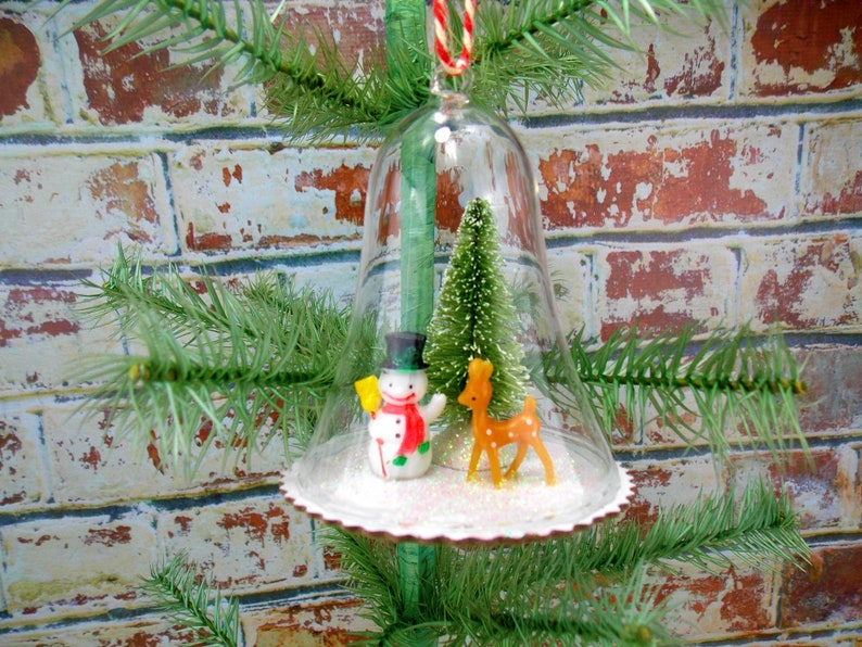 Snowman and Reindeer Christmas Decoration Bell Ornament Etsy