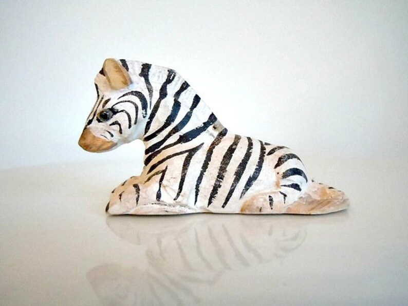 Zebra Zebra Figurine Zebra Statue Wooden Zebra Folk Art Etsy