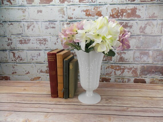 Large Milk Glass Vase Large White Glass Vase Centerpiece Etsy