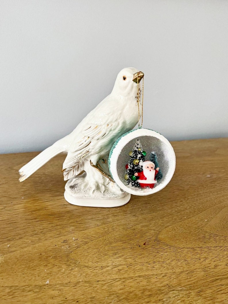 Santa Diorama Ornament Santa Claus Ornament Paper Mache Etsy