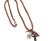 Vintage Key Enamel Charm Cord Necklace Vintage Key Boho Style Suede Cord Necklace Whimsical Moth Charm N220