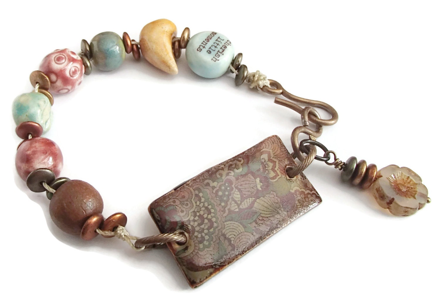 Ceramic Bead Bracelet Ceramic Bracelet Bar Boho Bracelet Etsy