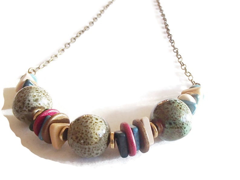 Ceramic Necklace. Large Round Ceramic Bead Necklace. Statement Etsy