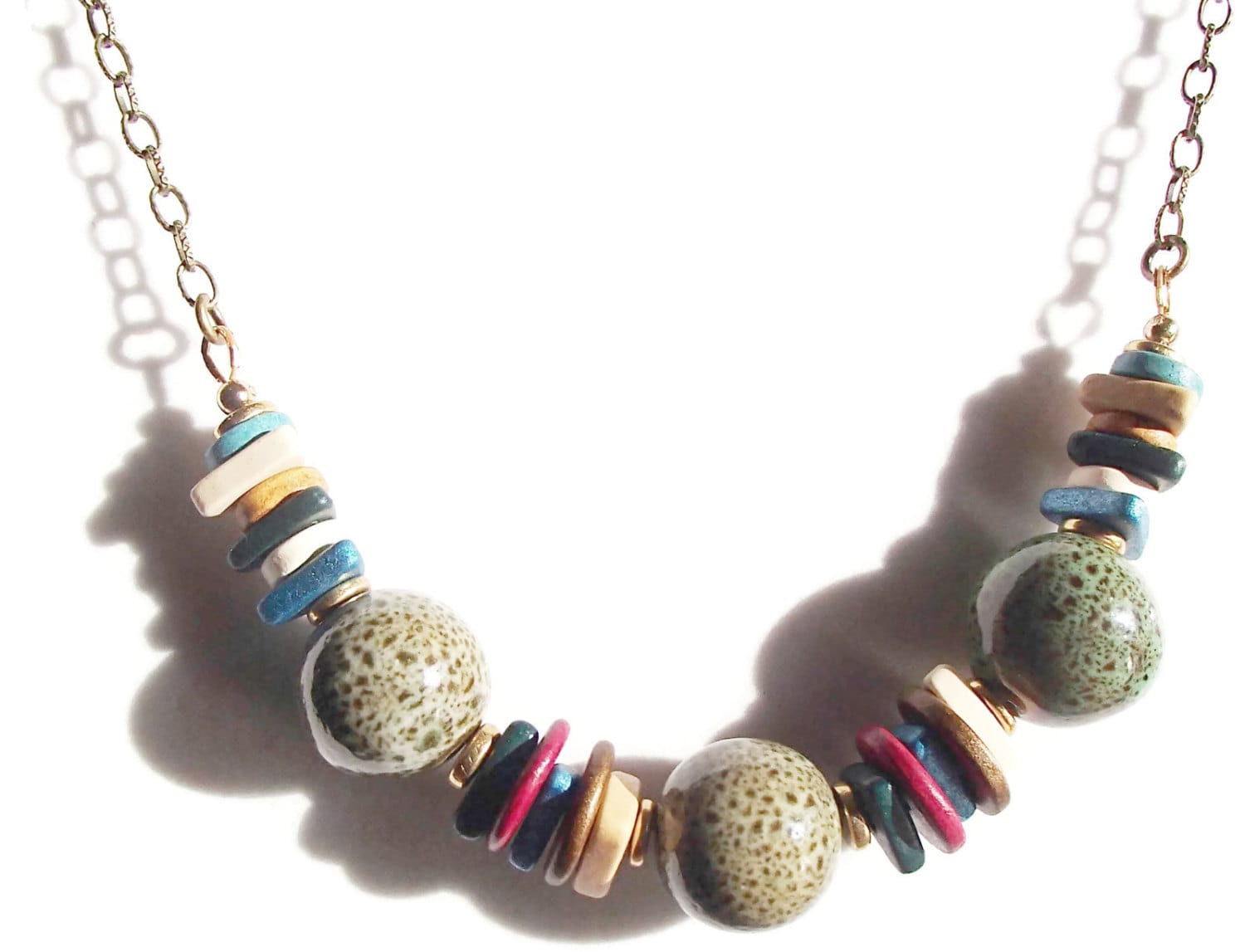 Ceramic Necklace. Large Round Ceramic Bead Necklace. Statement Etsy