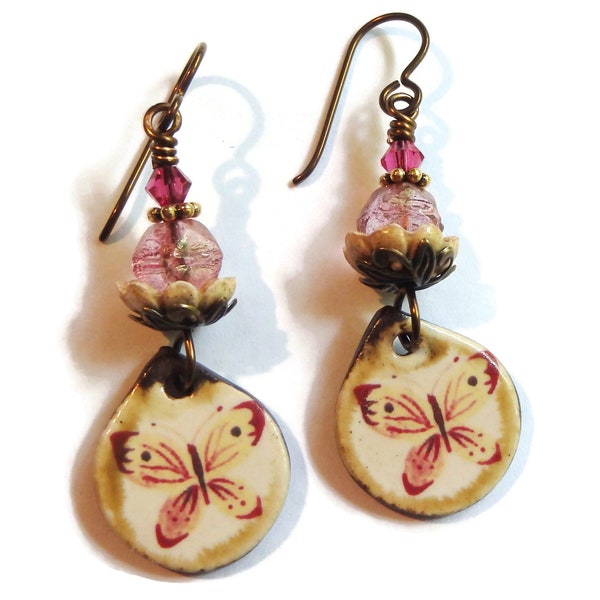 Ceramic Butterfly Earrings/ Grubbi Charms/ E2374