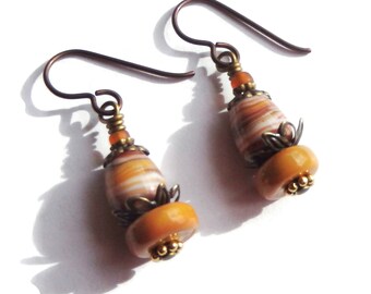 Lampwork Earrings/ Earthy Earrings/ Short Dangle Earrings/ E2531